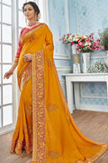 Banarasi Saree Saffron Yellow Zari Woven Banarasi Saree saree online