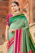 Buy Sage green zari woven banarasi saree online - karagiri