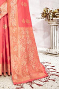 Banarasi Saree Salmon Pink Zari Motif Banarasi Saree saree online