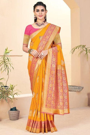 Sand Orange Banarasi Saree