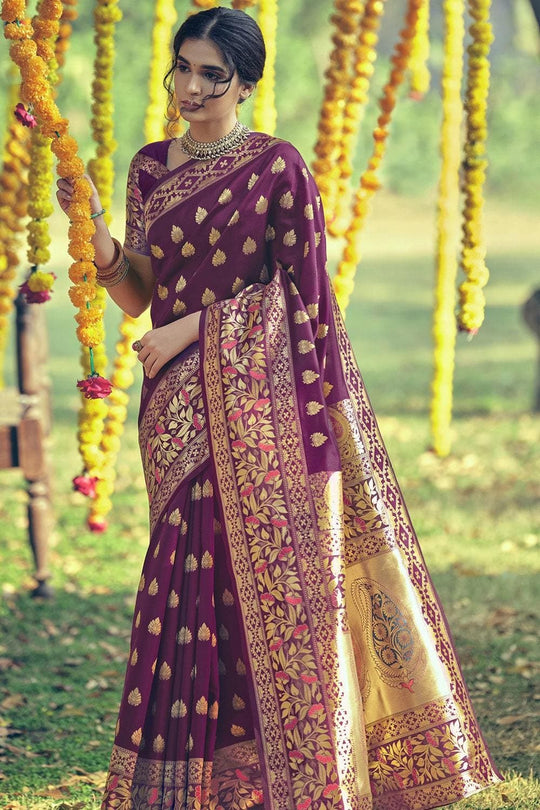 Sangria Purple Banarasi Saree