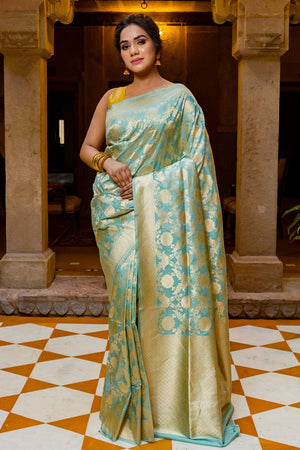 Sapphire Blue Banarasi Saree