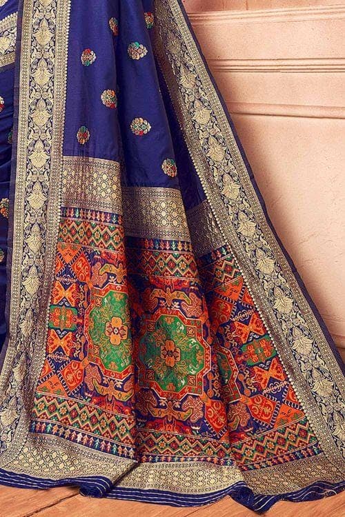 Banarasi Saree Sapphire Blue Banarasi Saree With Meenakari Work saree online