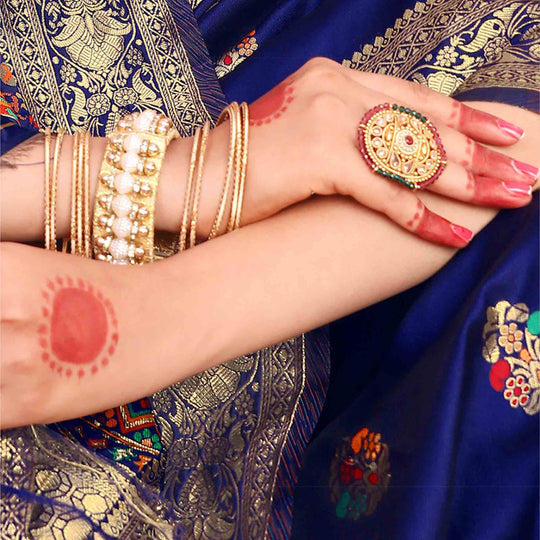 Banarasi Saree Sapphire Blue Banarasi Saree With Meenakari Work saree online