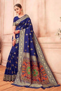 Banarasi Saree Sapphire Blue Banarasi Saree With Meenakari Work saree online