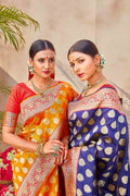 Banarasi Saree Sapphire Blue Zari Butta Woven Banarasi Saree saree online