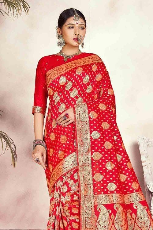 Banarasi Saree Scarlet Red Banarasi Saree saree online