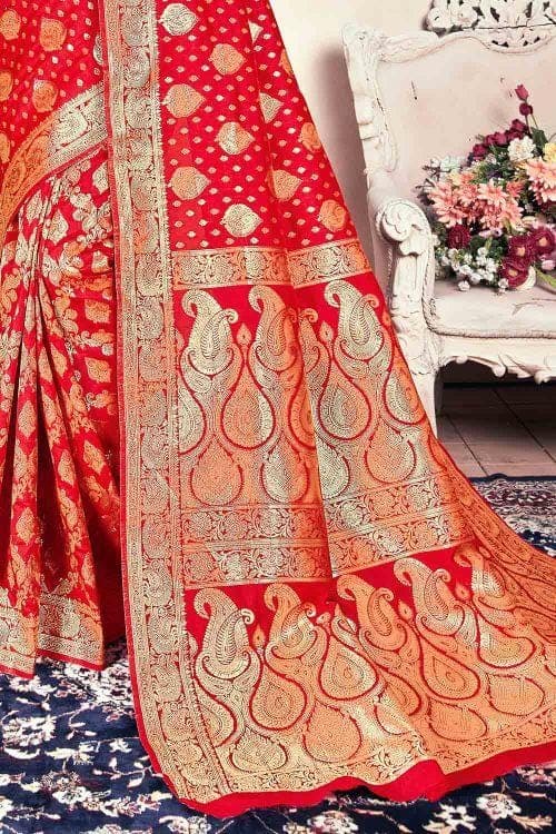 Banarasi Saree Scarlet Red Banarasi Saree saree online