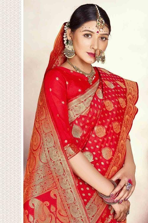Banarasi Saree Scarlet Red Banarasi Saree saree online