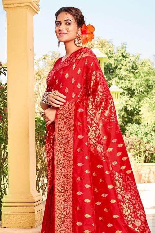 Banarasi Saree Scarlet Red Banarasi Saree saree online