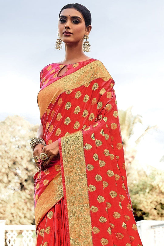 Banarasi Saree Scarlet Red Banarasi Saree saree online