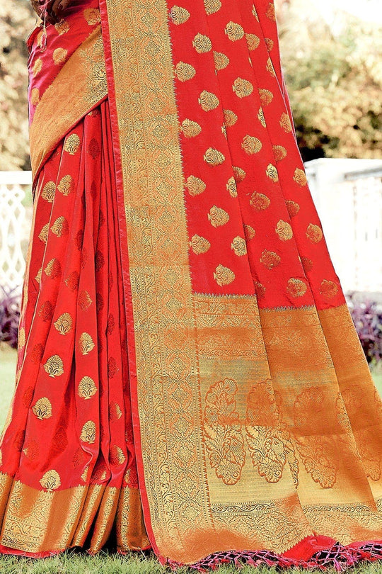 Banarasi Saree Scarlet Red Banarasi Saree saree online