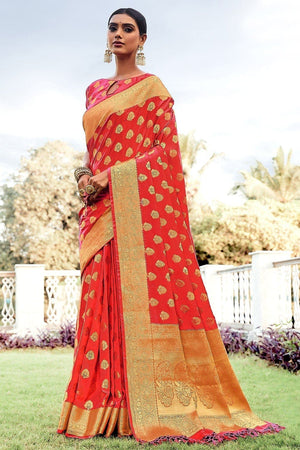 Scarlet Red Banarasi Saree