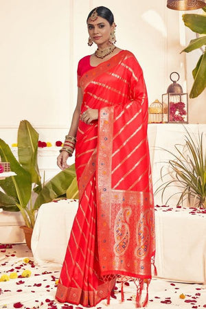 Scarlet Red Banarasi Saree