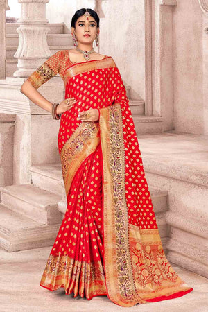 Scarlet Red Banarasi Saree