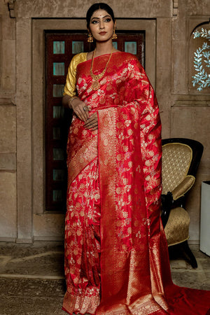 Scarlet Red Banarasi Saree