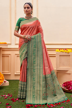 Scarlet Red Banarasi Saree