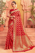 Banarasi Saree Scarlet Red Heavy Zari Woven Banarasi Saree saree online