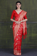 Banarasi Saree Scarlet Red Jaal Woven Banarasi Saree saree online