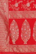 Banarasi Saree Scarlet Red Jaal Woven Banarasi Saree saree online