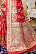 Banarasi Saree Scarlet Red Zari Butta Woven Banarasi Saree saree online