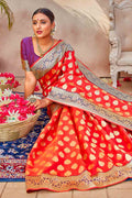 Banarasi Saree Scarlet Red Zari Butta Woven Banarasi Saree saree online
