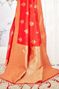 Banarasi Saree Scarlet Red Zari Motif Banarasi Saree saree online