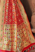 Scarlet Red zari woven banarasi saree - From ghats of Banaras - Buy online on Karagiri - Free shipping to USA