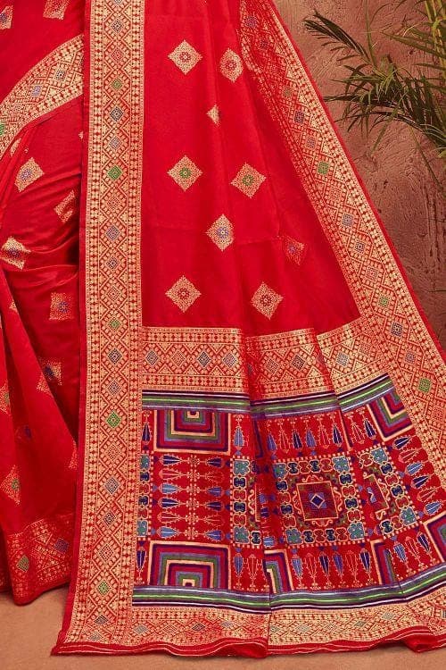 Banarasi Saree Scarlet Red Zari Woven Banarasi Saree saree online