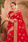 Banarasi Saree Scarlet Red Zari Woven Banarasi Saree saree online