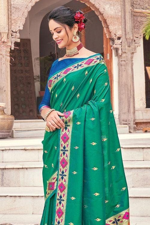 green banarasi saree
