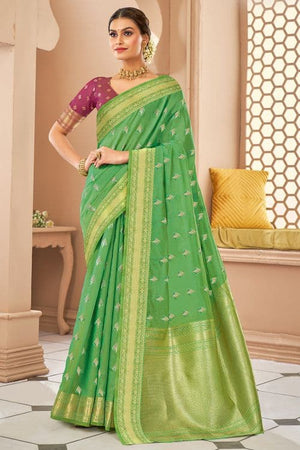 Sea Green Banarasi Saree
