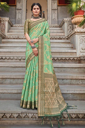 Sea Green Banarasi Saree