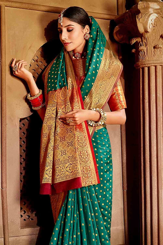 Sea Green Zari Woven Banarasi Saree