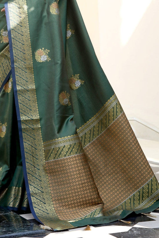 Sea Green Zari Woven Banarasi Saree