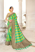 Buy Shades of green banarasi saree online at best price - Karagiri