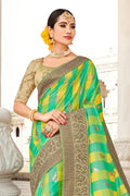 Buy Shades of green banarasi saree online at best price - Karagiri