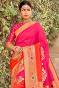 Buy Shades of pink  zari woven banarasi saree online - karagiri