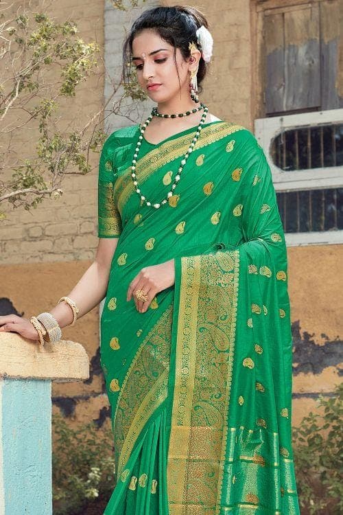 green banarasi saree