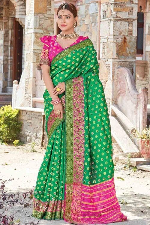Shamrock Green Butta Banarasi Saree