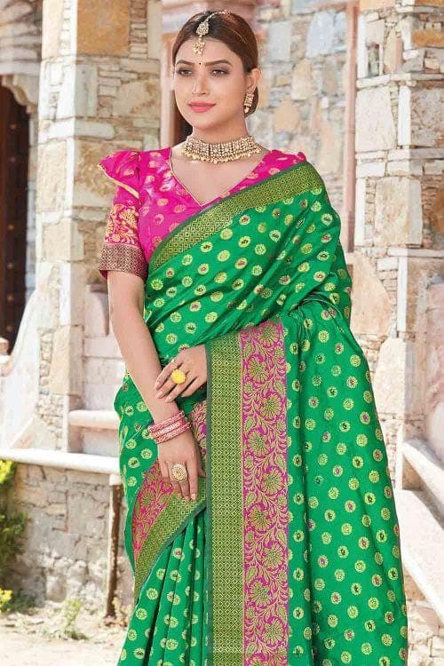 Shamrock Green Butta Banarasi Saree