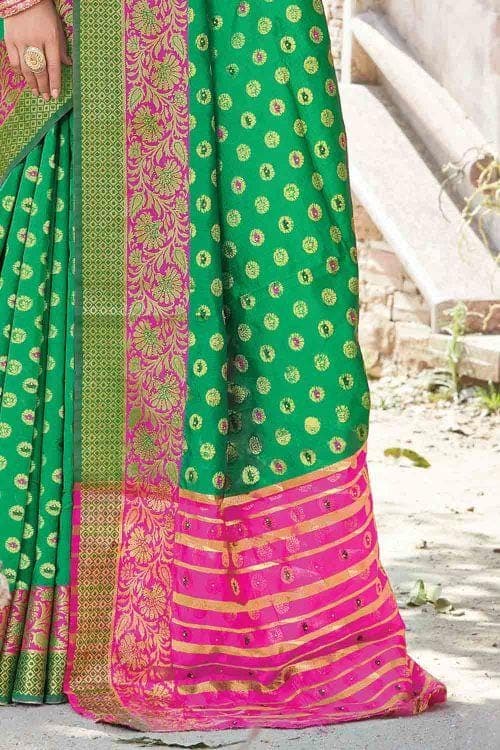 Shamrock Green Butta Banarasi Saree