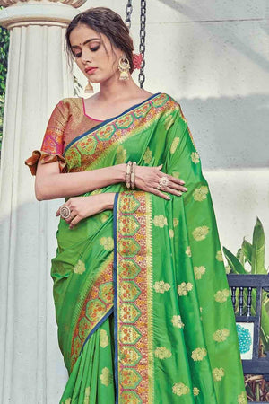 Shamrock Green Zari Banarasi Saree