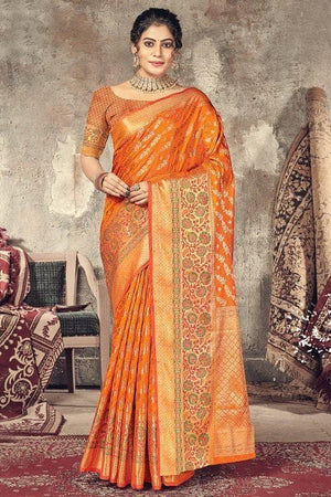 Sienna Orange Banarasi Saree
