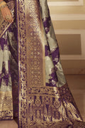 Silver And Purple Banarasi Saree