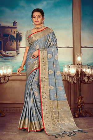 grey banarasi saree