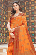 orange banarasi saree