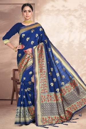 Space Blue Banarasi Saree