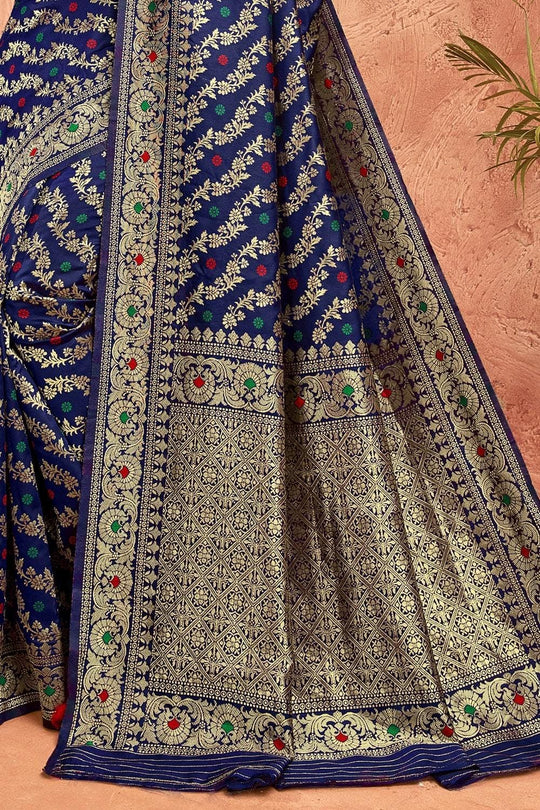 Banarasi Saree Space Blue Heavy Zari Woven Banarasi Saree saree online