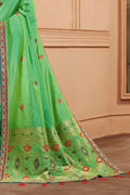 Banarasi Saree Spring Green Printed Banarasi Saree saree online